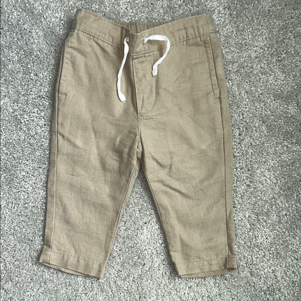 Janie and Jack Tan Linen-Cotton Pull-On Pant 6-12 months